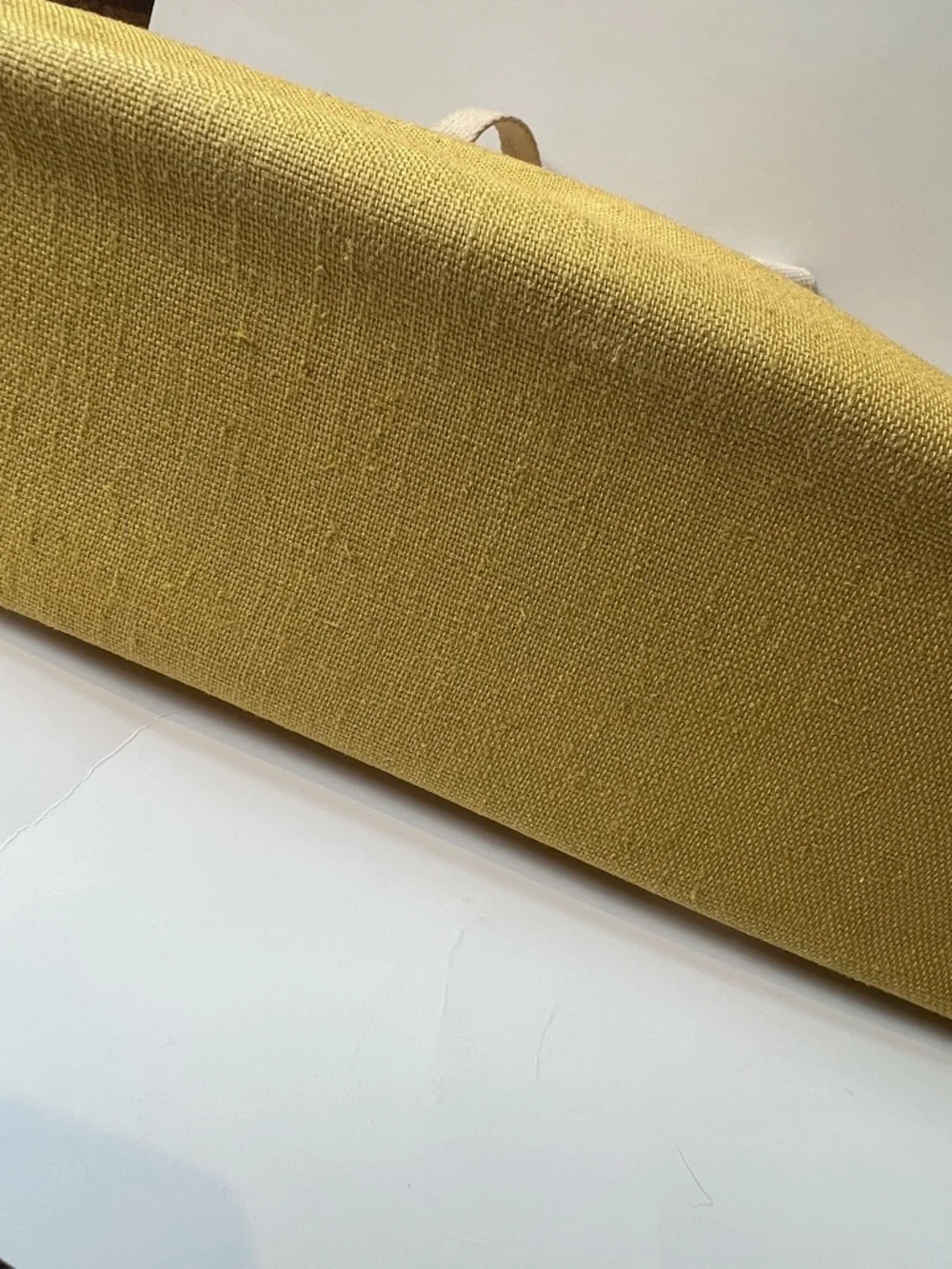 Vintage 60s Canvas Tote Bag in Mustard Yellow with Cream Straps - Picture 10 of 12